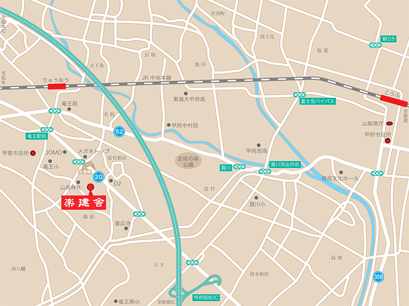 楽建舎への地図